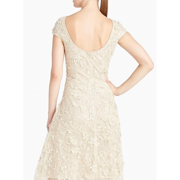 NWT Theia Chrisley Petal Beaded Cocktail Dress Champagne Sz 0 $895 [jb] - Picture 4 of 16